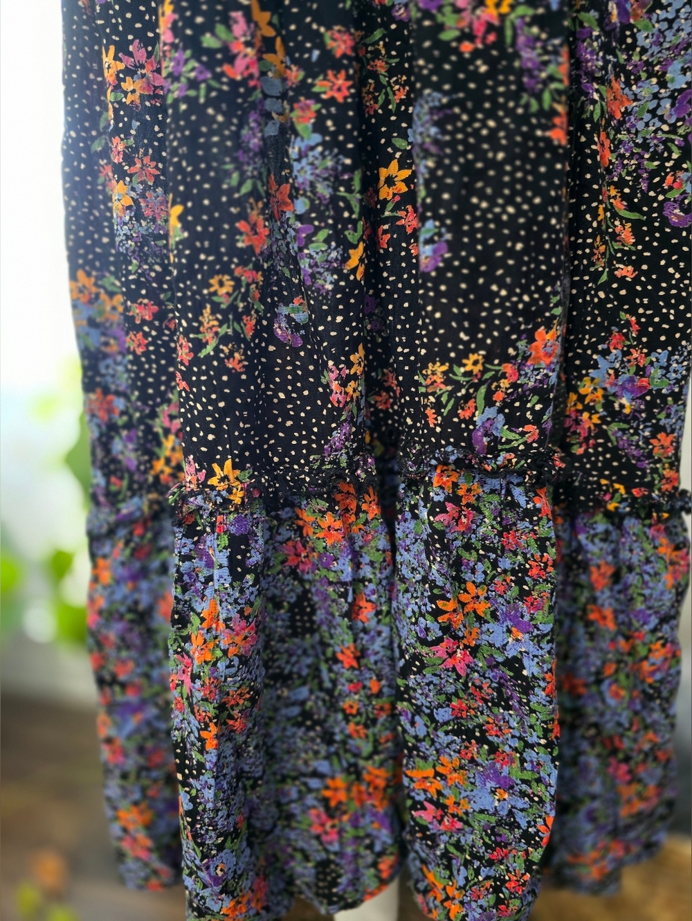 Angie Floral Cutout Dress in Black with Flower Accents - Picture 3 of 7
